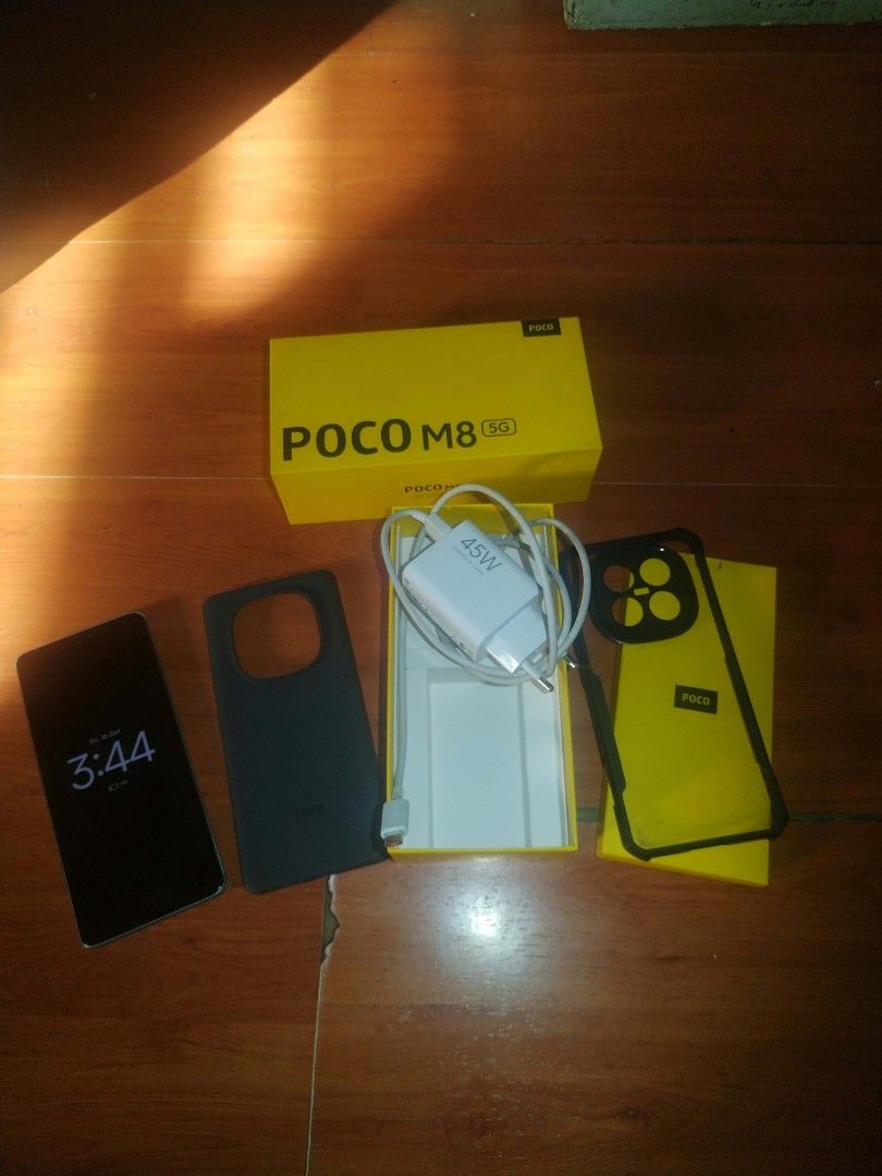 POCO M8 5G (Category: Xiaomi) located in Manila. Submitted by swiftpenguin223 (Listing ID 1468393706, Image 1). Description: 8/256 no scratches or dents, minor dirt marks comes with everything in pic 97%bh cash meetup only around qc.