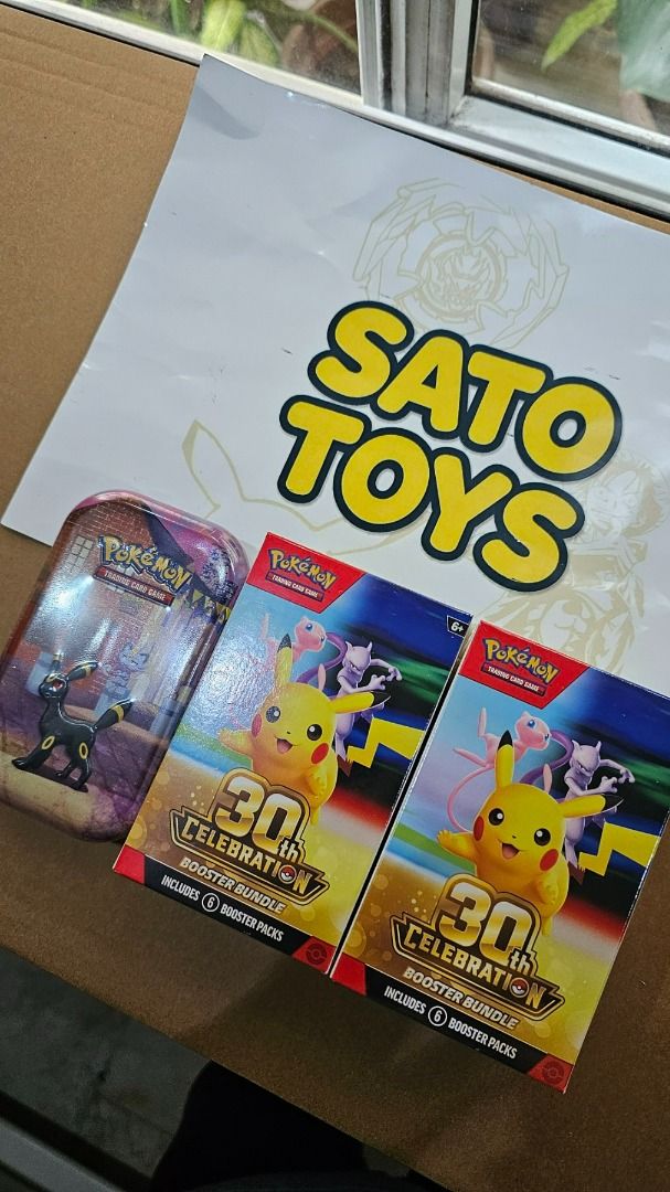 Pokemon 30th Booster Bundle and Mini Tin [Umbreon] (Category: Card Boxes & Cases) located in Manila. Submitted by satotoys (Listing ID 1468327489, Image 3). Description: 🔥𝐏𝐎𝐊𝐄𝐌𝐎𝐍 𝟑𝟎𝐭𝐡 𝐁𝐨𝐨𝐬𝐭𝐞𝐫 𝐁𝐮𝐧𝐝𝐥𝐞 & 𝐌𝐢𝐧𝐢 𝐓𝐢𝐧🔥 PRICES as of Oct 2026: ✅ 2x left- 30th Booster Bundle — ₱5,800 ✅ 1x left- 30th Mini Tin [Umbreon]— ₱2,500 ⚡ 𝐏𝐑𝐈𝐎𝐑𝐈𝐓𝐘: 𝐅𝐈𝐑𝐒𝐓 𝐓𝐎 𝐏𝐀𝐘 🚚 Shipping via Lalamove (Buyer shoulders SF) ✅LBC FREE S