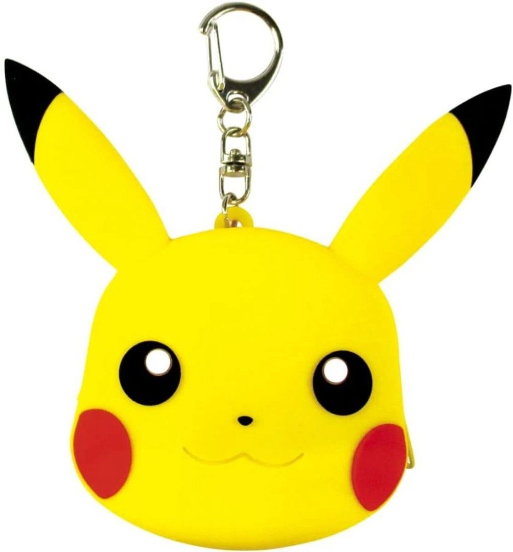 Pokémon Pikachu Silicone Mini Pouch Keychain (Category: Character Goods) located in Quezon City. Submitted by curatedbymissgee (Listing ID 1468294912, Image 1). Description: - 100% Authentic Pokémon merchandise with original hang tag attached - Made of soft, durable yellow silicone featuring Pikachu's iconic face and ears - Back includes embossed Pikachu No. 025 text and branding - Equipped with a silver-tone lobster clasp and keyring for easy cl