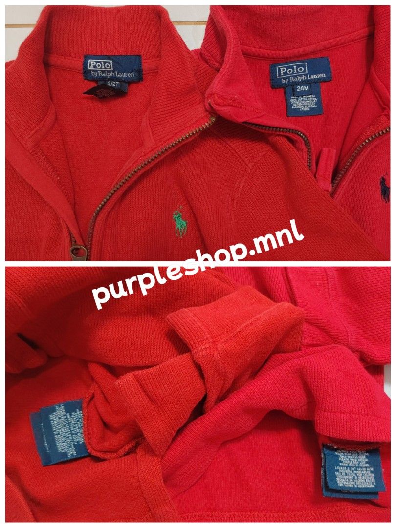Polo by Ralph Lauren Red 1/4 Zip Pullover Bundle 2/2T 24M (Category: Babies & Kids Fashion) located in Taguig. Submitted by purpleshop.mnl (Listing ID 1468387061, Image 3). Description: ​✨ Preloved Original Polo Ralph Lauren Quarter-Zip Sweaters ✨ Perfect for cold weather, mall trips, photo shoots, or casual wear! ​📌 Details: ​Brand: Authentic Polo Ralph Lauren (RL) ​Size: 2T / Fits 2 years old ​Style: Quarter-Zip Ribbed Knit Long-Sleeve Sweater