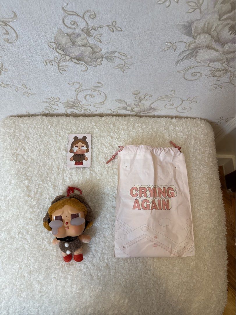 Pop Mart Crying Again Plush Keychain (Category: Designer & Blind Box Toys) located in Quezon City. Submitted by vpauline (Listing ID 1468362404, Image 1). Description: without box but with card and plastic.