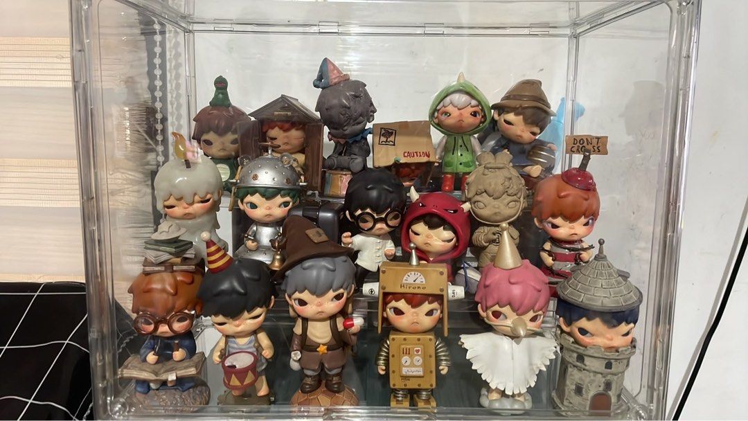 Pop Mart Hirono Series Blind Box Figures Collection Display (Category: Designer & Blind Box Toys) located in Caloocan City. Submitted by luckycat-1733ff (Listing ID 1468301839, Image 1). Description: - Complete Pop Mart Hirono collection included w/o box only card - Features multiple characters across various series with unique poses and outfits - Carefully stored away from direct sunlight in pristine condition - Open to buying individual pieces 