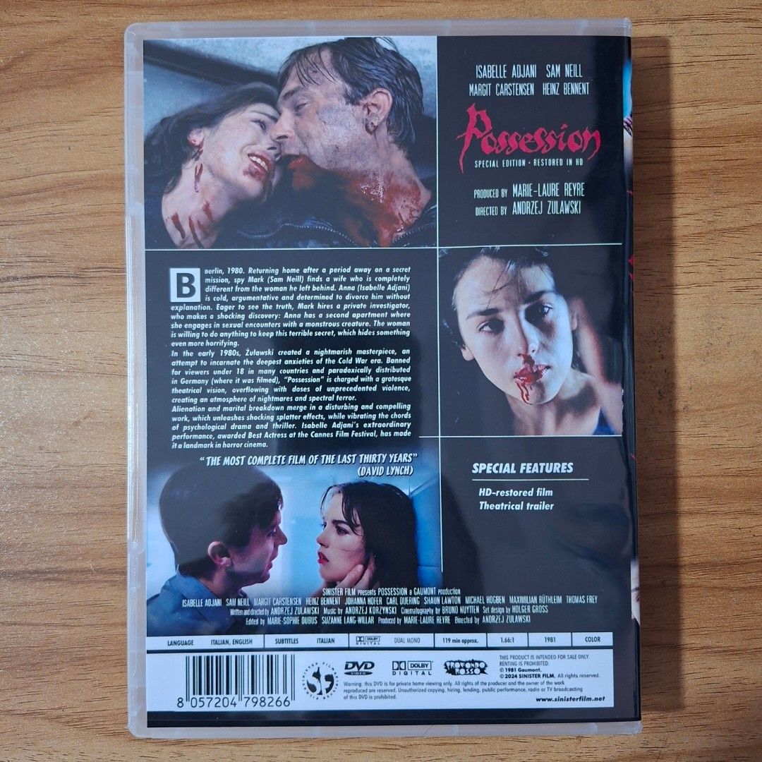 Possession 1981 (Custom DVD) (Category: CDs & DVDs) located in Kabankalan. Submitted by Videoshop.ph (Listing ID 1468336175, Image 2). Description: - Movie: Possession (1981) 1981 Horror Classic - Director: Andrzej Żuławski - Star Cast: Isabelle Adjani and Sam Neill - Edition: HD-restored film - Audio: Italian and English - Subtitles: Italian - Condition: Case and discs are new Note: This is a custom made DVD in best quality. Message us if you ha