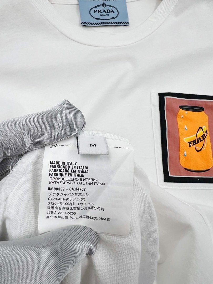 ▪️Prada Soda t shirt (Category: Luxury Apparel) located in Makati City. Submitted by aveltot_rig (Listing ID 1468375025, Image 3). Description: Item: Prada Soda t shirt Dimes: width: 22.5 x length: 26 📏 Condition: like new! ✨.