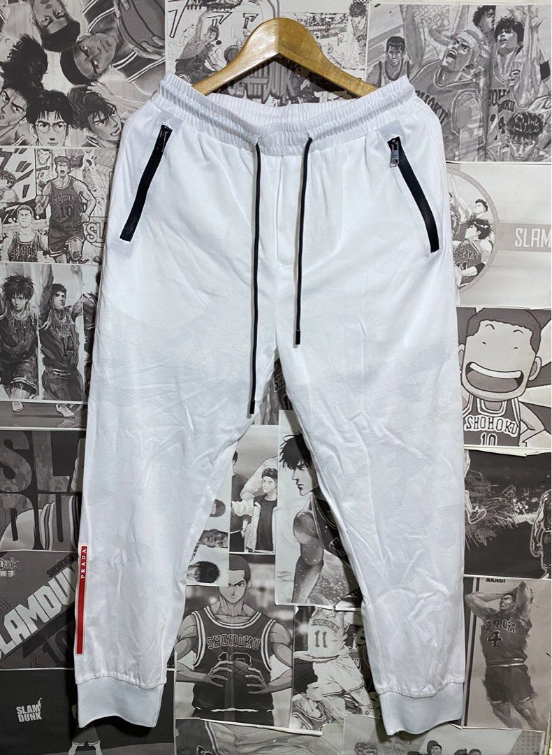 PRADA WHITE JOGGER (Category: Luxury Apparel) located in Polomolok. Submitted by SafeThrift (Listing ID 1468292972, Image 2). Description: PRADA WHITE JOGGER EXCELLENT MINOR ISSUE LAST PIC x LIPSTICK STAIN REMOVABLE NEED WASH COMPLETE TAGS 9.5|10 COLOR RATE 32-34 WAIST 37.5 LENGTH 26 INSEAM MEDIUM - LARGE.