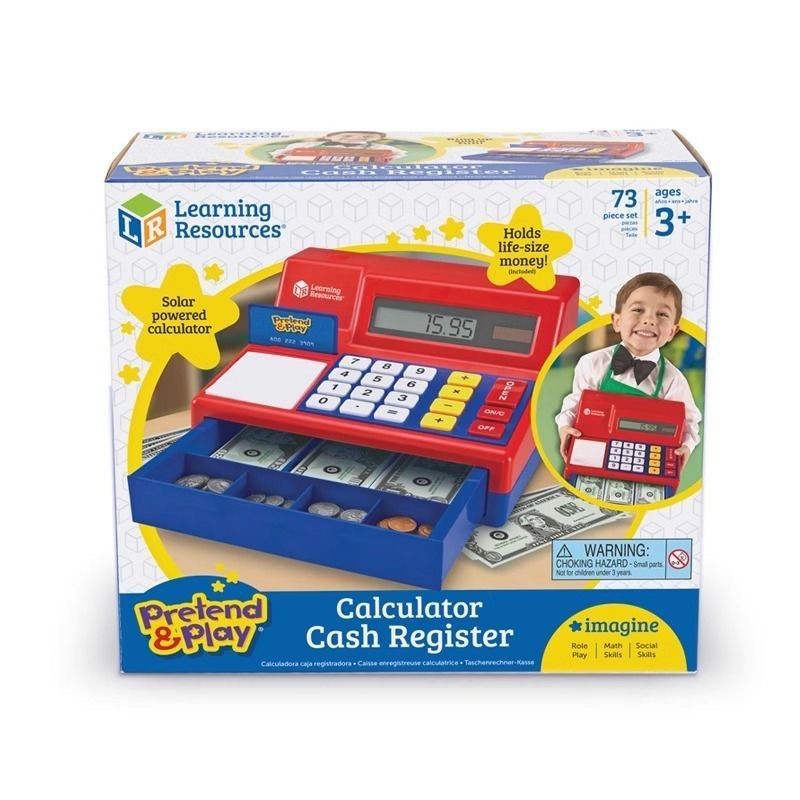 Pre-oder Learning Resources Pretend & Play Cash Register Cashier toy (Category: Educational & Learning Toys) located in Quezon City. Submitted by oohsahanuhh (Listing ID 1468290195, Image 2). Description: Pre-order 3-4 weeks arrival Philippines - Brand: Learning Resources - Item: Pretend & Play Calculator Cash Register Toy Set - Inclusions: Complete 73 pieces including play money, coins, and a solar-powered calculator - Features: Fully functional