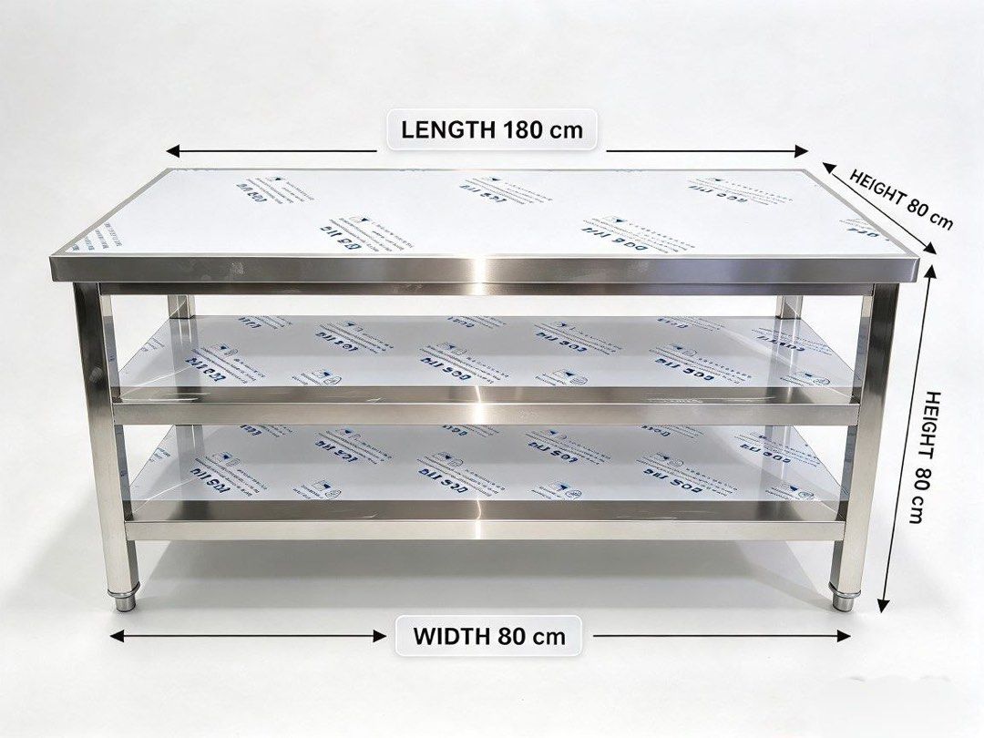 Prep table (Category: Industrial Equipment) located in Manila. Submitted by ivyfv04 (Listing ID 1468453430, Image 2). Description: 180×80×80 Thickened three-layer stainless steel workbench .