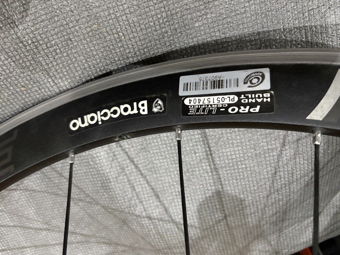 PRO LITE Bracciano rim brake wheelset (Category: Bicycles) located in Muntinlupa City. Submitted by pinkmoscat.o (Listing ID 1468425004, Image 2). Description: Selling Pro Lite Bracciano rim brake wheelset tubeless ready, clincher type depth: 42mm with Ultegra brake shoes included RFS: upgrade Shipping via lalamove shouldered by buyer Location: Muntinlupa Payment via Gcash, BPI, or RCBC only.