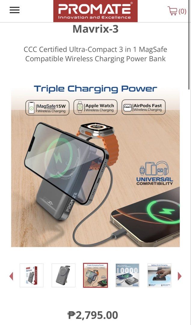 Promate magsafe powerbank (Category: Batteries & Power Banks) located in Quezon City. Submitted by nineties.rack (Listing ID 1468499405, Image 3). Description: Promate mavrix-3 magsafe powerbank Brand new; never opened Got this as a freebie from Power Mac .