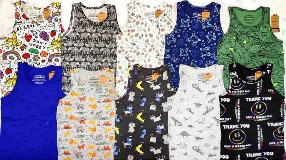 Pull&Bear Printed Tank Tops Assorted Designs (Category: Sleeveless) located in Real. Submitted by warmflower.d2b7ac (Listing ID 1468410846, Image 2). Description: 89pesos - Brand: Pull&Bear (with original store labels) - Style: Comfortable sleeveless tank top, great for casual days or layering - Prints: Assorted fun patterns including dinosaurs, animals, smileys, and tropical motifs - Condition: Brand new - How to order: Pick your favorite design