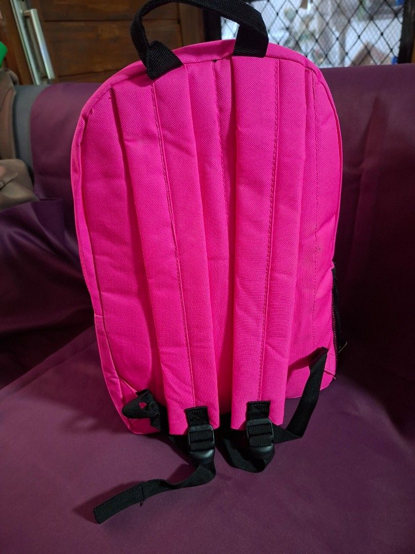 Puma Pink Grandslam Backpack With Tags (Category: Backpacks) located in Cavite. Submitted by vastowl_7d1ce5 (Listing ID 1468330285, Image 3). Description: - Brand new with original tags attached - Eye-catching bright pink design with a bold black Puma logo - Comfortable adjustable padded straps and sturdy top handle - Convenient side mesh pocket for water bottles - Secure zipper closure for the main compartment.