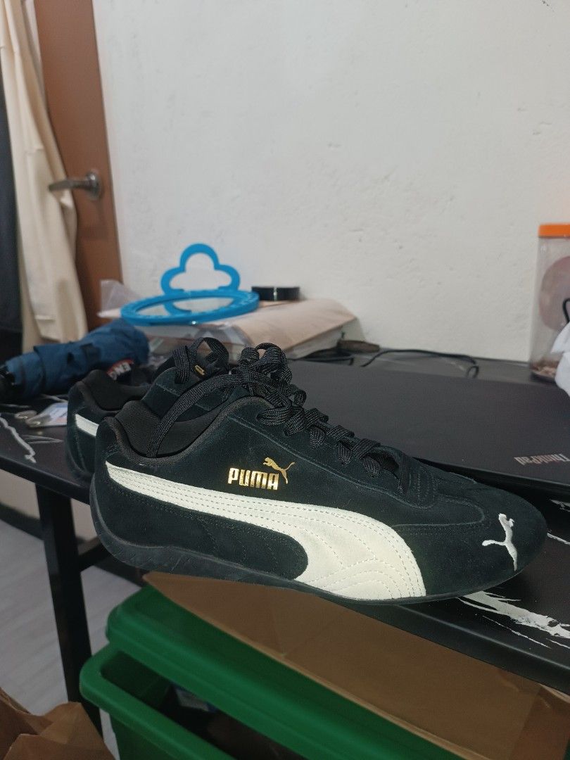 Pumaspeedcat og (Category: Sneakers) located in Manila. Submitted by sleymnty.0414 (Listing ID 1468380683, Image 3). Description: - Brand/Model: PUMA-Way 1 - Color: Black suede with white formstrip and gold metallic branding - Size: UK 5.5 / EUR 38.5 / US 6.5 / 24.5 cm - Comfort: Ortholite insoles for all-day wear - Details: Clean upper, black laces, and durable rubber soles - Condition: Great solid everyday casual shoes.