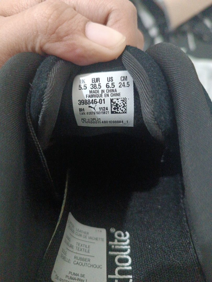 Pumaspeedcat og (Category: Sneakers) located in Manila. Submitted by sleymnty.0414 (Listing ID 1468380683, Image 2). Description: - Brand/Model: PUMA-Way 1 - Color: Black suede with white formstrip and gold metallic branding - Size: UK 5.5 / EUR 38.5 / US 6.5 / 24.5 cm - Comfort: Ortholite insoles for all-day wear - Details: Clean upper, black laces, and durable rubber soles - Condition: Great solid everyday casual shoes.
