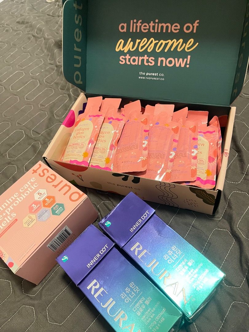 Purest Co Take All (Category: Health Food, Drinks & Tonics) located in Manila. Submitted by butterfly623 (Listing ID 1468293218, Image 1). Description: Sicilan Elixir Slimming Collagen Glow Berries Feminine Care Pre-Probiotics .