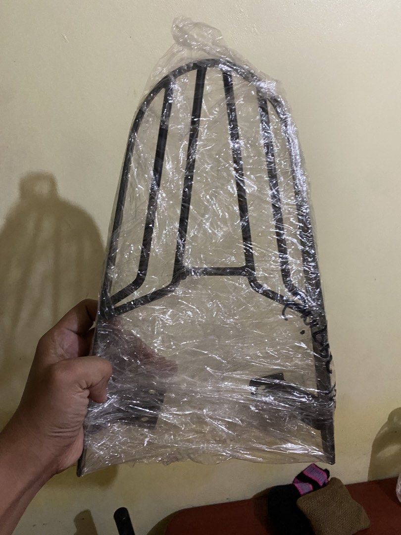 Rack Metal Tail Rack for Motorcycle (Category: Other Motorcycles Parts and Accessories) located in Manila. Submitted by zeromiedo (Listing ID 1468456620, Image 2). Description: - Brand new RACK heavy-duty motorcycle tail rack - Durable metal construction finished in sleek black - Ideal for securely mounting top boxes and extra cargo - Enhances rear storage capacity for daily rides or long trips - Brand new and still wrapped in original clear plas