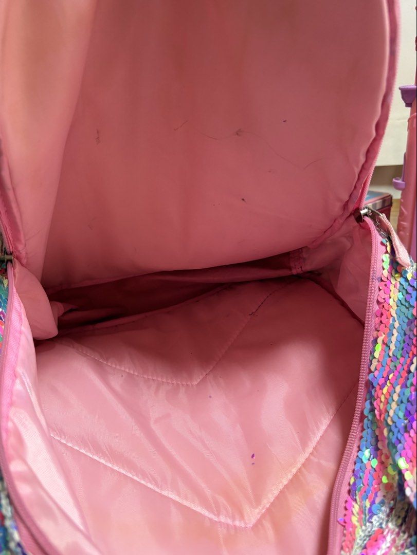 Rainbow Sequin Backpack (sequins intact) (Category: Babies & Kids Fashion) located in Marikina City. Submitted by thrifty_trinkets_by_anais (Listing ID 1468331271, Image 2). Description: 🌸 Selling own preloved/brand new items for less - EVERYTHING is negotiable as long as REASONABLE in price 🤗 🎒 needs cleaning 🎒 signs of usage 🎒 sequins are complete 🙏🏻 Please also check my account for more marked down items 🫶 📍Marikina near S&R/Uniqlo 💳