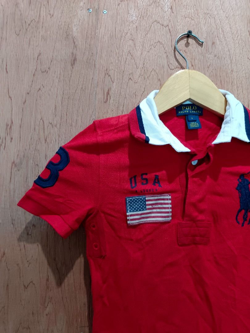Ralph Lauren flag polo (Category: Babies & Kids Fashion) located in Davao. Submitted by plan-b (Listing ID 1468345974, Image 2). Description: Size - 5 Good condition Big pony 1300 free shipping .