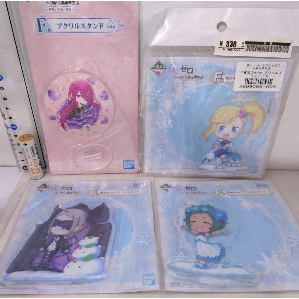Re Zero Official Anime Bundle (Set Only) assorted rubber strap keychain charms, acrylic stand, etc. (Category: Vintage Collectibles) located in Lubao. Submitted by lissysylcliffe (Listing ID 1468325924, Image 2). Description: > 299php take all /or 129each +70ship > can do spx freeship if total above 499+ Payment: Gcash/Maya/Bank-transfer Shipping: J&T /Spx /or Flash Express.