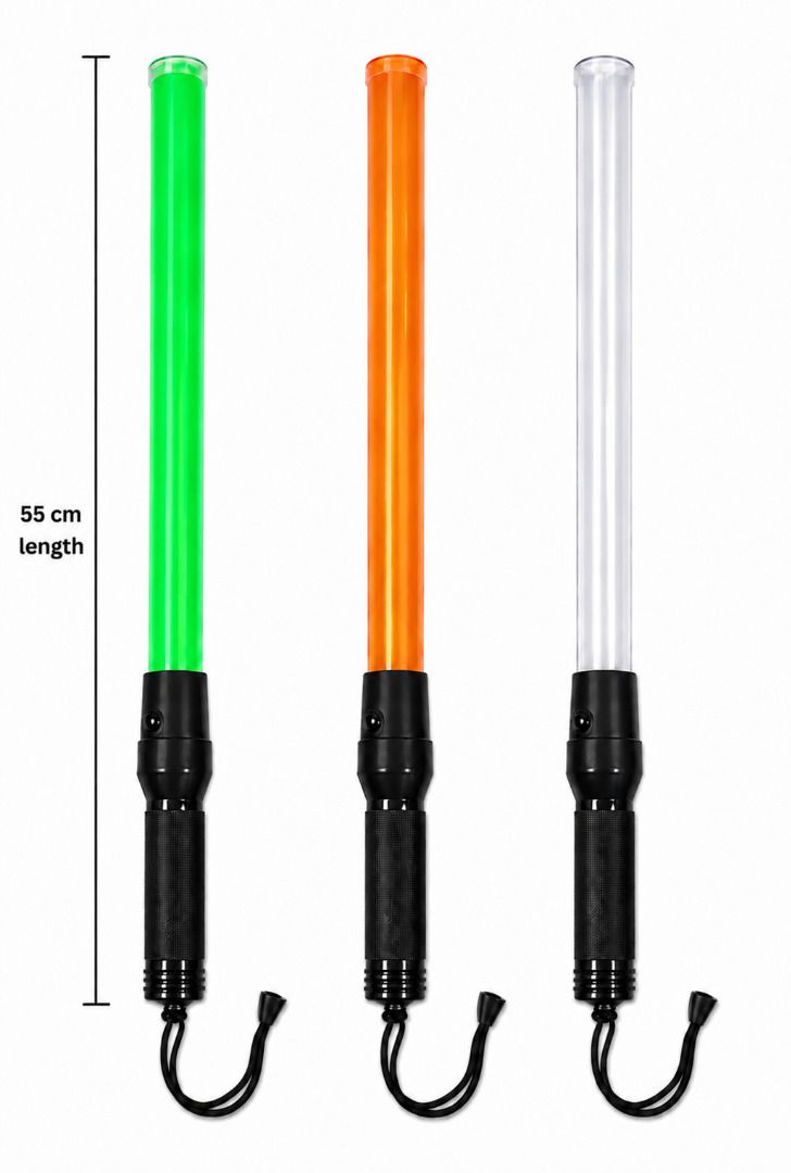 Rechargeable Safety LED Traffic Baton Handheld (Category: Industrial Equipment) located in Manila. Submitted by liincee (Listing ID 1468295546, Image 1). Description: One color greeen and orange Two color/ Changing color green-orange Material: PC Size: 55cm length Rechargeable LED light With charger Blinking and steady light Easily readable and eye-catching It is applicable for traffic control, emergency signaling, security purpose and police dep
