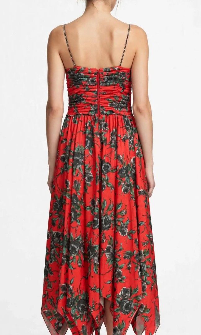 Red printed long dress (Category: Dresses) located in Las Pinas. Submitted by apples_here (Listing ID 1468303048, Image 3). Description: New Bought in Japan Long dress Red printed With Gems and Ribbon (see photos).
