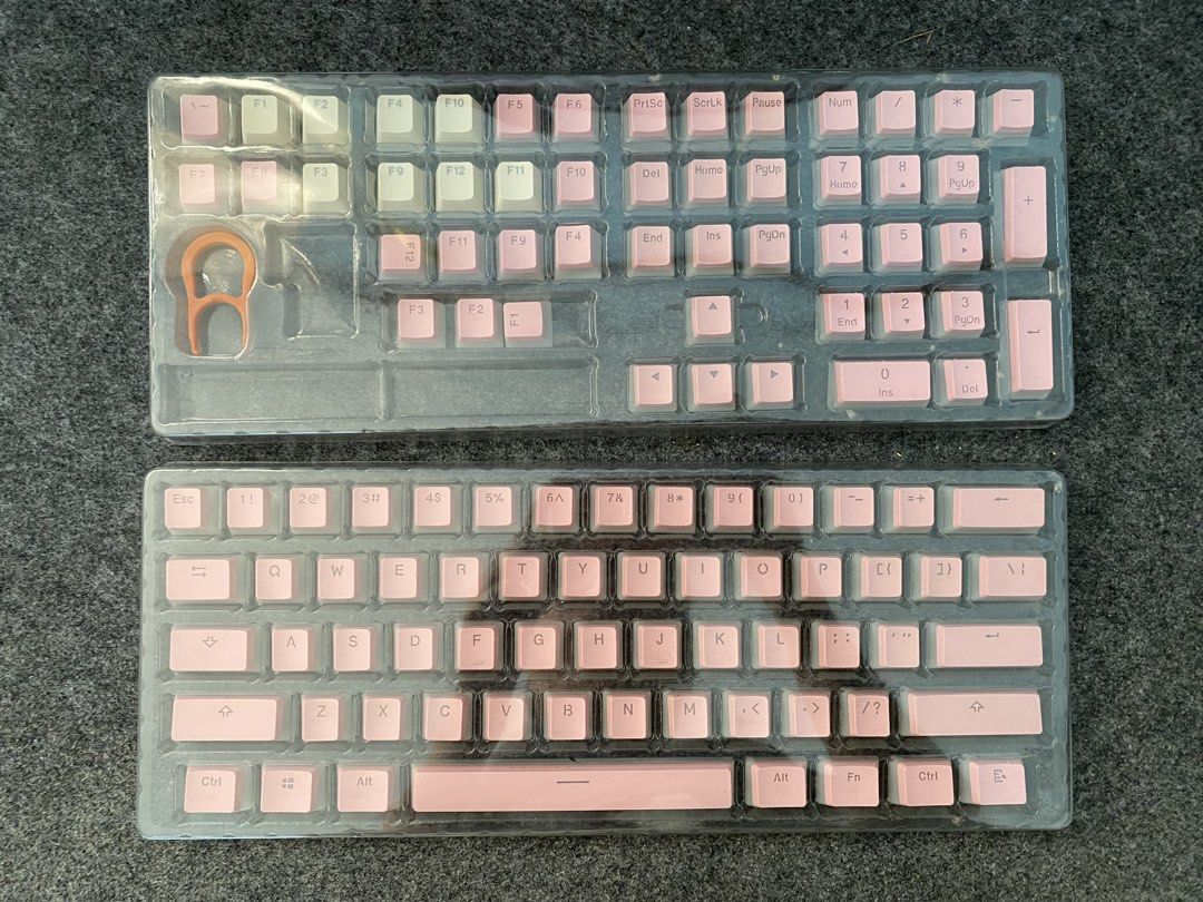 RG Beast Pink Pudding Keycap Set (Category: Computer Keyboard) located in Paranaque City. Submitted by cheska.zaldivar (Listing ID 1468357707, Image 2). Description: Selling my pre-loved Pink Pudding Keycaps! :) Details: • Condition: Used – Good / Well-maintained • Layout: 104-Key Full Size (compatible with most full-size, TKL, and compact mechanical keyboards using Cherry MX style switches) • Material: Durable PBT with translucent “pudding” dual