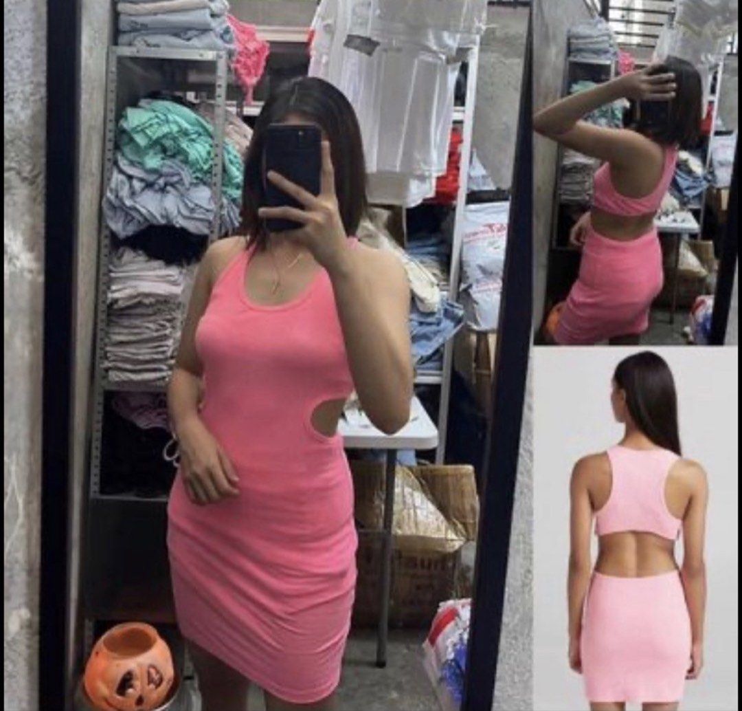 Ribbed Short Dress Cutout Back (Category: Dresses) located in Marikina City. Submitted by jessylady10 (Listing ID 1468381510, Image 1). Description: - Style: Fitted ribbed short dress with racerback top - Details: Trendy side cutouts and open back - Fit: Comfortable stretch fabric that hugs the body S-M - Colors Available: Pink and orange - Condition: Brand new - Perfect for: Casual day outs, dates, or parties Gcash payment, lalamove delivery. .
