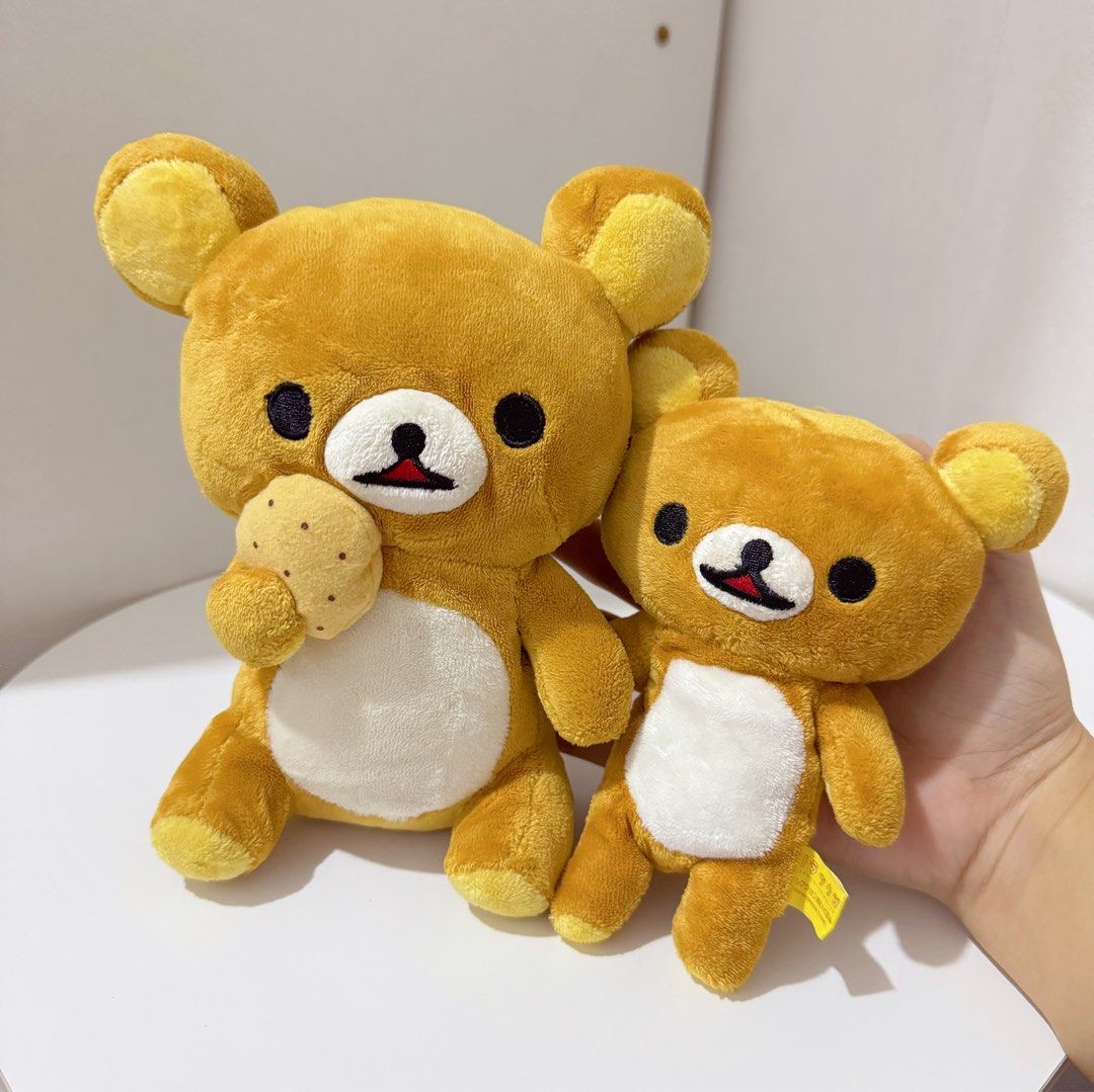 Rilakkuma San-x Bundle Plush (Category: Plushies & Soft Toys) located in Manila. Submitted by ashyyel_ (Listing ID 1468479773, Image 1). Description: big rilakkuma cut etiketa small rila have etiketa.