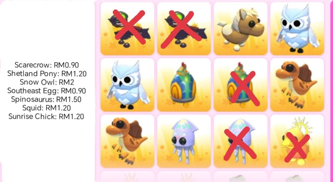 Roblox Adopt Me (Category: Others) located in Kuala Lumpur. Submitted by tillwmet (Listing ID 1468375310, Image 2). Description: Selling cheap Adopt Me pets! If have any questions, feel free to ask!.