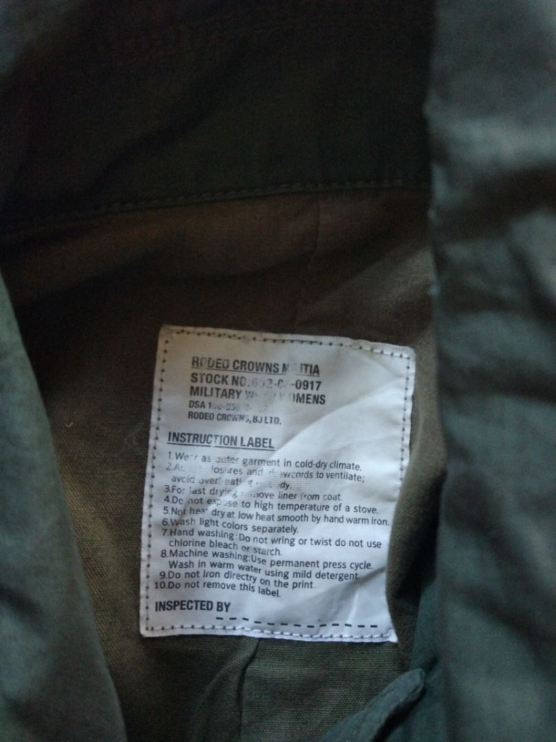 Rodeo Crowns OD Field Jacket 1 (S) (Category: Coats, Jackets and Outerwear) located in Pasay City. Submitted by denimdude.ph (Listing ID 1468347764, Image 3). Description: fabric knot, last pic.
