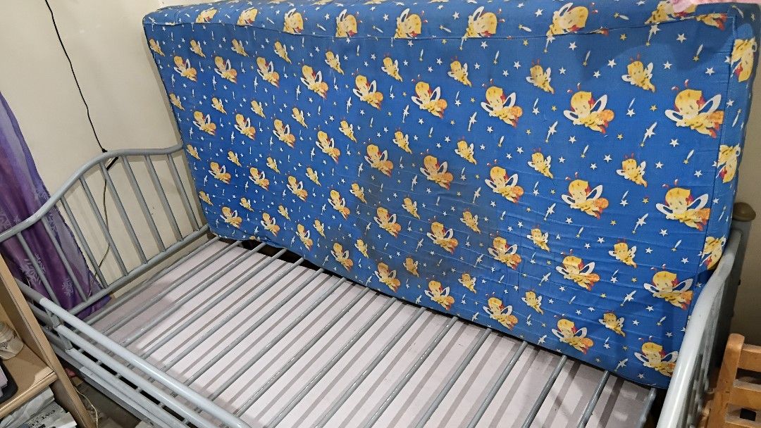 (Rush Selling) Bed Frame and Mattress Set (Single Bed) (Category: Bed Frames & Mattresses) located in Antipolo. Submitted by imperial_trader (Listing ID 1468358438, Image 3). Description: *NEGOTIABLE/OPEN TO OFFERS as well - offers will be considered until a deal is made (items are delivered to the buyer and payment is made) - auto accept price: Php 1,950 - bed frame and mattress (single bed) - will disassemble bed frame after confirmation of ord