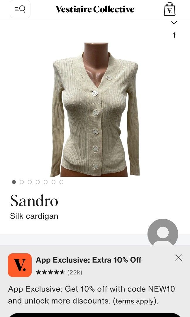 Sandro paris silk cardigan (Category: Longsleeves) located in Pili. Submitted by the_g_thrift (Listing ID 1468398768, Image 3). Description: size 3 on tag dimes: 16 x 25 excellent need wash only.
