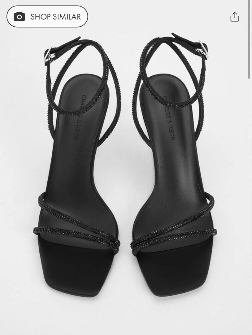 Satin Crystal Stiletto Sandals (Category: Heels) located in Pasig City. Submitted by baekonnn (Listing ID 1468341650, Image 2). Description: • used thrice only • with box.