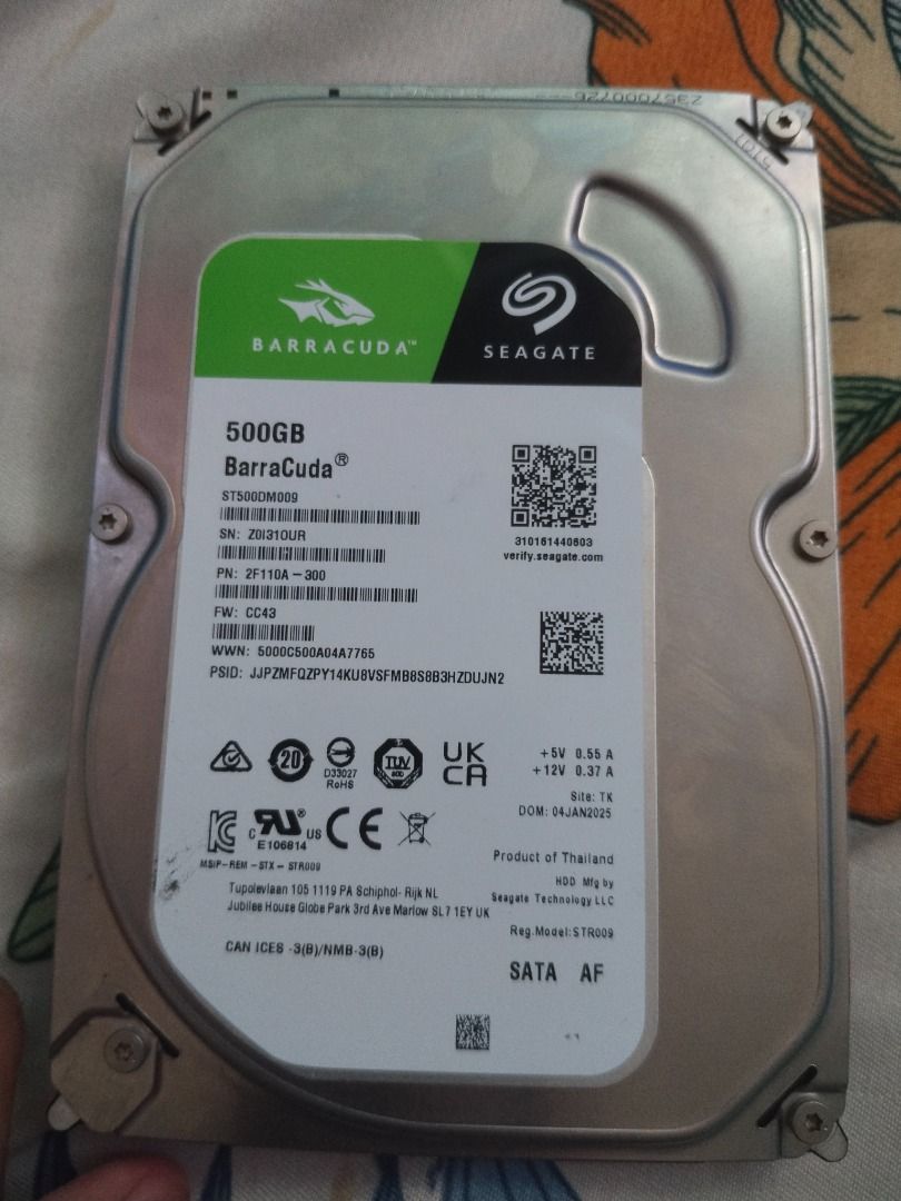 Seagate Barracuda 500GB (Category: Desktops) located in Quezon City. Submitted by chasederecho23 (Listing ID 1468334812, Image 3). Description: with 12VA adapter and sata cable good for storage capacity and space pwede and available for testing strictly for meetups para ma test.