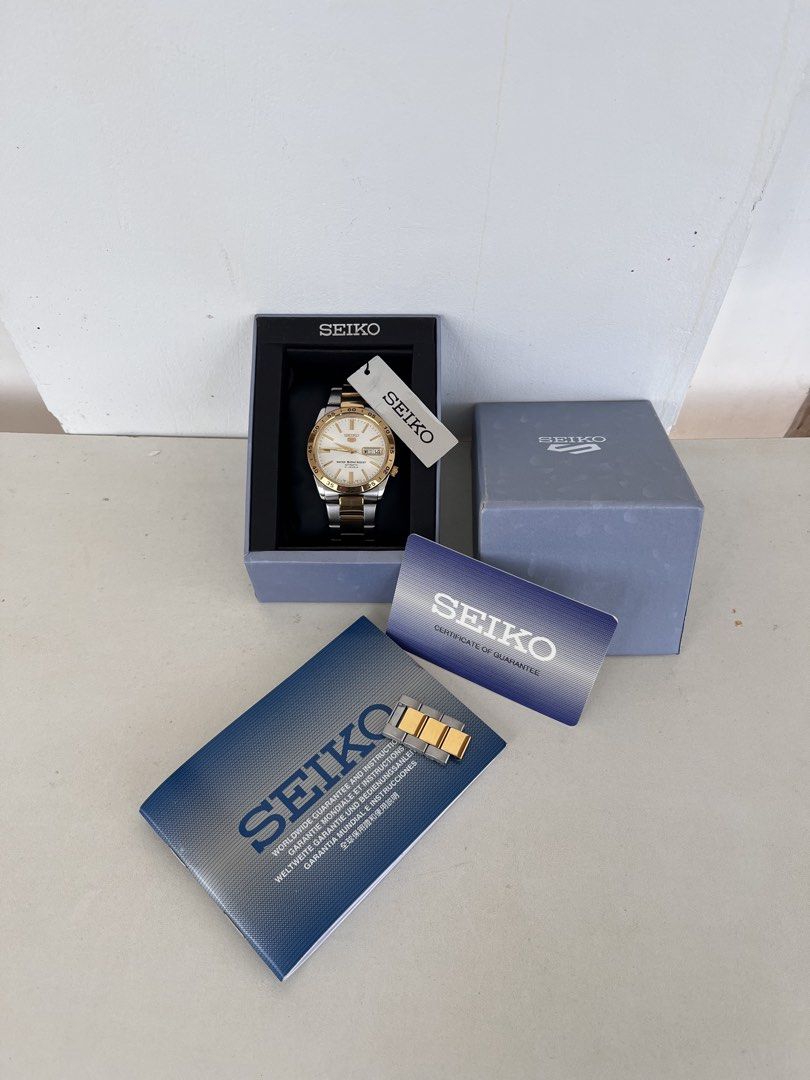 Seiko 5 Automatic Two-Tone Watch SNKE04K1 (Category: Men's Watches) located in Puerto Princesa. Submitted by kurtllection (Listing ID 1468472226, Image 1). Description: Pre-owned — Complete Inclusion Ref. [7S26-02T0] Serial Number: 453200 Movement: Automatic 7S26 movement Case size: 37mm - Original Seiko - Complete Links - Good running Condition Shipping: - J&T or LBC Payment: - payment first - GCASH/CASH 10,999 only!🏷️ NOTE: This is a preloved 