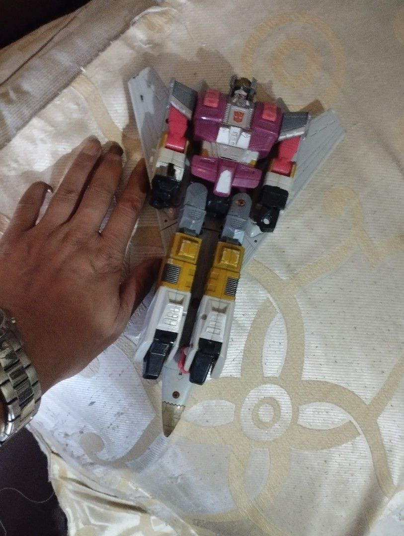 SILVERBOLT TRANSFORMERS TOY (Category: Action & Battle Toys) located in Mandaluyong City. Submitted by LEATHERFACE (Listing ID 1468358307, Image 3). Description: - Item: Hasbro Transformers Universe 2.0 Silverbolt Action Figure (2008) - Mode: Converts into a jet fighter - Condition: Loose, missing weapon accessory, with paint chipping on the torso and waist area - Playability: Joints still hold poses decently - Ideal for: Completing an Autobot Ae