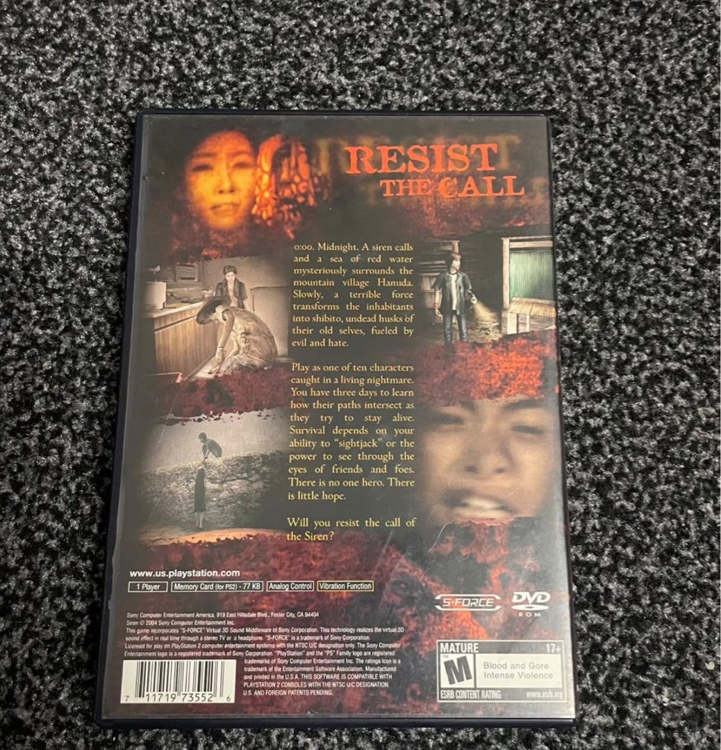 Siren PlayStation 2 PS2 Game (Category: PlayStation) located in Manila. Submitted by jkmendoza_ (Listing ID 1468350196, Image 2). Description: FS SIREN NO MANUAL 100% WORKING AND ORIG NSTC U/C ₱4,500 ONLY SLIGHTLY NEGOTIABLE.