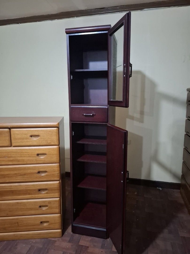 Slim Cabinet (Category: Shelves, Cabinets & Racks) located in Quezon City. Submitted by dannikkishoppe2 (Listing ID 1468292717, Image 3). Description: Slim Cabinet ‼️₱7500‼️ Please manage your expectations as there might be minimal flaws. Color may vary due to lighting, it may appear darker or lighter in person. Check photos first before buying. Please refrain from purchasing if you are particular about USED items and imperfections. Thank you!.