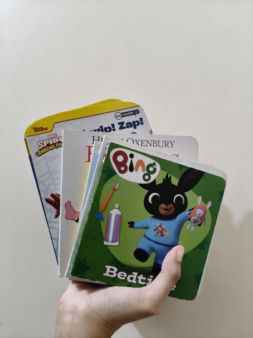 Small assorted board books bundle (Category: Children's Books) located in Makati City. Submitted by wowkidsbook (Listing ID 1468406839, Image 2). Description: Bundle includes the following: - Bing Bedtime - Mr. Tickle - Mr. Greedy - Bouncing Babies - Spidey: Thwip! Zap! Hiccup? - Spidey: Go Team Spidey! - Spidey: Strength in Numbers - Spidey: Feeling Super - Spidey: Spidey Senses - Spidey: One Web at a Time - Spidey: Follow the Candy Trail Books 