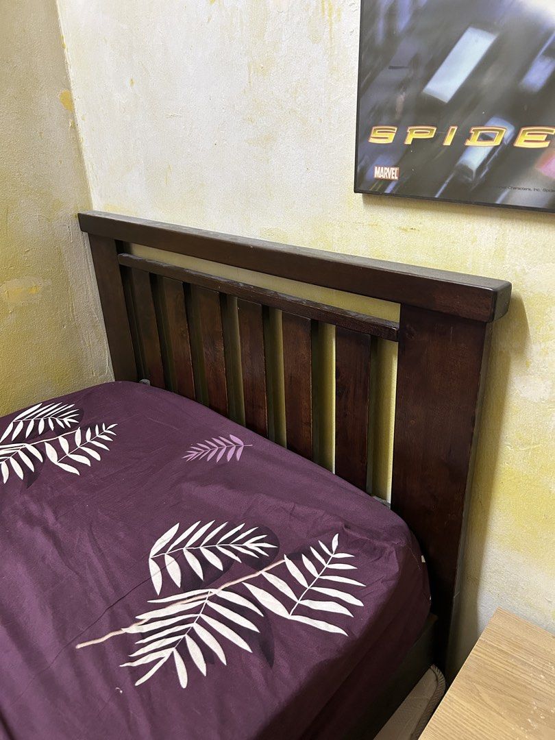 Solid Wood Single Pull Out Bed (Category: Bed Frames & Mattresses) located in Ampang. Submitted by byahmadnur (Listing ID 1468468612, Image 2). Description: - Solid Wood - Comes with the mattress for both bed - Few scratches but still like new as per photos - Self pick-up / arrange for delivery @ Taman Kosas, Ampang - Nego till letgo 🤪.