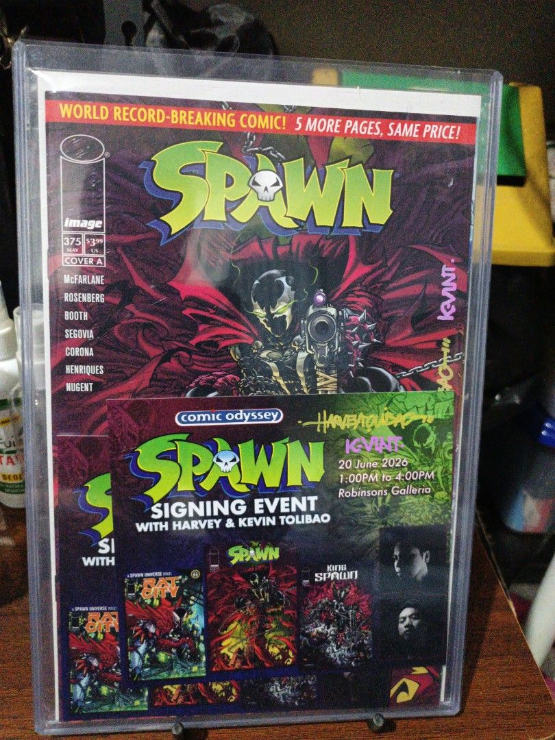 Spawn #375 (Cover B) (Category: Comics & Manga) located in Antipolo. Submitted by makasalanan (Listing ID 1468309562, Image 1). Description: - Comic Issue: Spawn #375 (Cover B) written by Todd McFarlane and featuring art by Brett Booth and others. - w/ raw signature of Tolibao brother - top loader included.