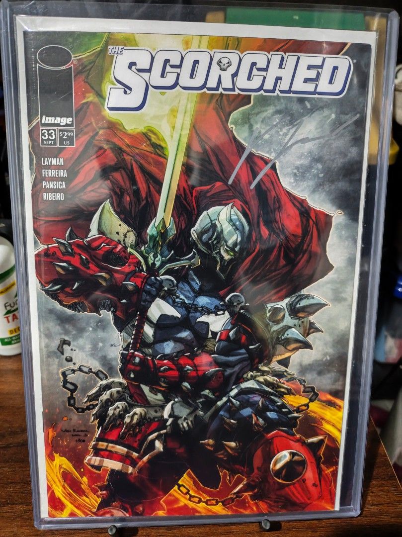 Spawn Scorched #33 (Category: Comics & Manga) located in Antipolo. Submitted by makasalanan (Listing ID 1468307267, Image 1). Description: - Cover Artist (Cover B): Von Randal - w/ raw signature - Bag, Board, and Top loader included.