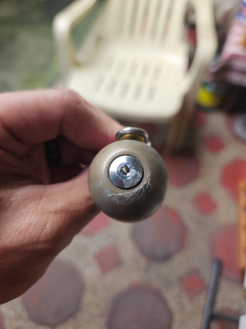 Spurcycle Bell (Category: Bicycles) located in Quezon City. Submitted by fliptongz (Listing ID 1468315370, Image 3). Description: Authentic Spurcycle Original Bicycle Bell (Silver / Raw / Gold Accents) for sale. Complete with original mounting metal bands (fits 22.2mm and 31.8mm handlebars). - Used condition. Shows visible signs of use, including scratches and scuffs around the top bolt/dome area as seen in the photos. - 100% fully functional. Th