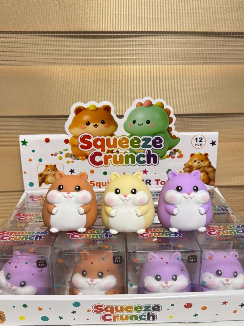 Squeeze Crunch Pet Squish ASMR Toy Hamster (Category: Designer & Blind Box Toys) located in Pasay City. Submitted by clotheslinemanila (Listing ID 1468455635, Image 2). Description: - Adorable hamster design Squeeze Crunch ASMR toy - Great sensory toy for stress relief and relaxation - Comes in an individual clear display box (1 figure per box) - Available in multiple colors: brown, yellow, and purple - Brand new and ready to ship!.