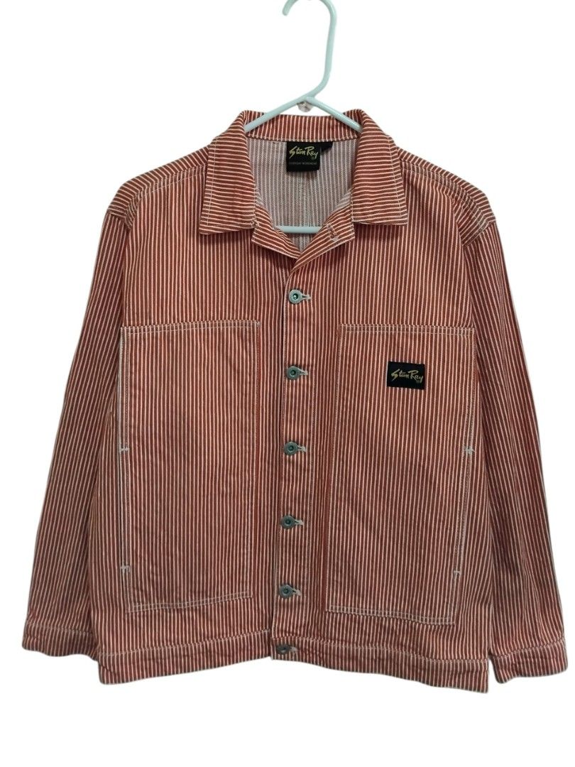 Stan Ray Red Hickory Stripe Workwear Jacket (Category: Coats, Jackets and Outerwear) located in Pasig City. Submitted by hustlexcurate (Listing ID 1468361061, Image 1). Description: Stan Ray Red Hickory Stripe Workwear Jacket Size MEDIUM Dimensions: 22X25.
