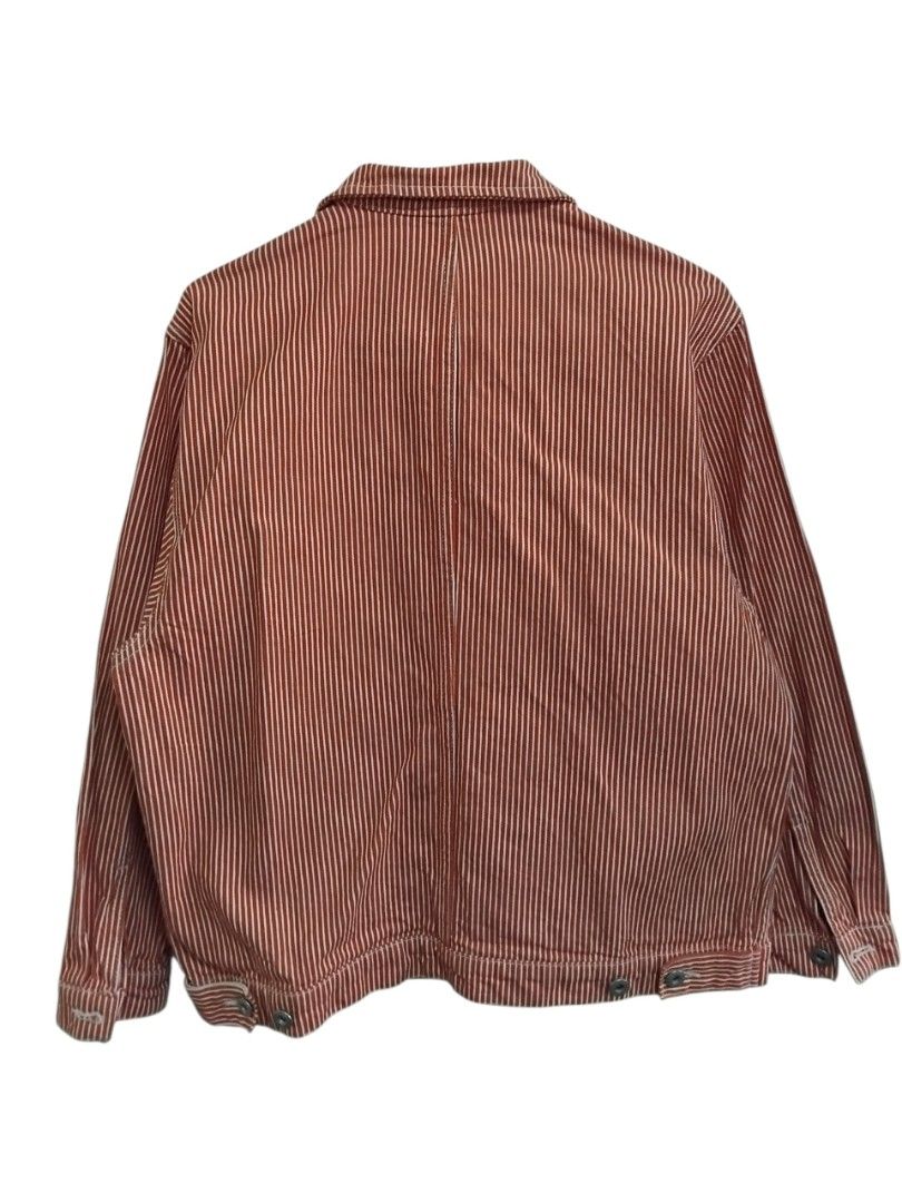 Stan Ray Red Hickory Stripe Workwear Jacket (Category: Coats, Jackets and Outerwear) located in Pasig City. Submitted by hustlexcurate (Listing ID 1468361061, Image 3). Description: Stan Ray Red Hickory Stripe Workwear Jacket Size MEDIUM Dimensions: 22X25.