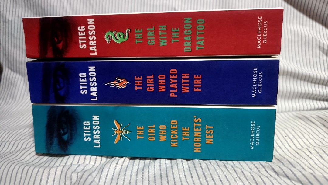 Stieg Larsson Millennium Trilogy Books (Category: Storybooks) located in Quezon City. Submitted by gilira (Listing ID 1468448411, Image 1). Description: - Complete 3-book set by Stieg Larsson - Includes: The Girl With The Dragon Tattoo, The Girl Who Played With Fire, and The Girl Who Kicked The Hornets' Nest - Publisher: MacLehose Press Quercus - Spine design intact - Great read for mystery and thriller fans -price negotiable #steigLarson #Millen
