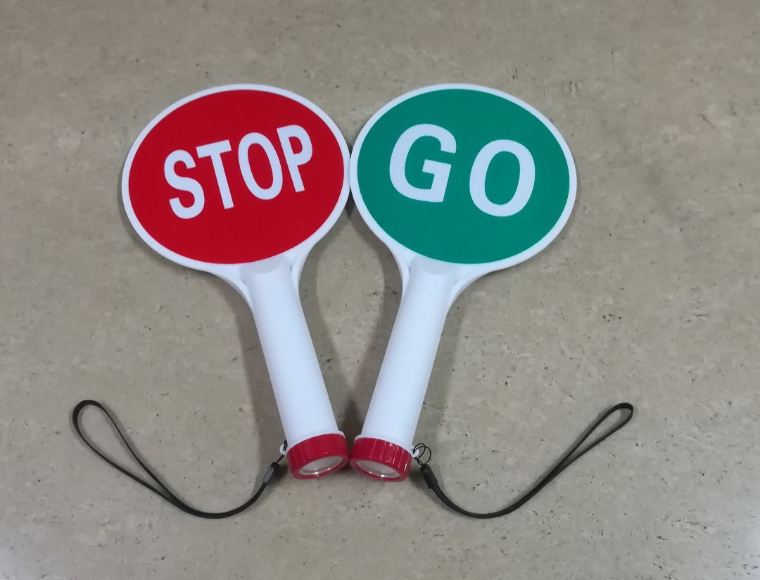 Stop and Go Reversible Traffic Signage Reflective Handle Type (Category: Industrial Equipment) located in Manila. Submitted by liincee (Listing ID 1468292066, Image 1). Description: Reflectorized Stop & Go (Back to Back) Handheld Signage This hand-held STOP / GO Sign Paddle uses effective messages or images for traffic and pedestrian safety concerns. Red color for STOP Green color for GO Back to Back/ Reversible Front - Go, Back - Stop Reflectori