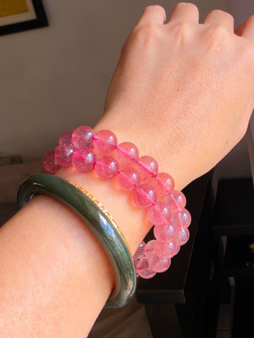 Strawberry quartz 10mm (Category: Bracelets) located in Manila. Submitted by cavalierdolls (Listing ID 1468363669, Image 2). Description: 🍓✨ STRAWBERRY QUARTZ | 10MM 💗 Pretty in pink! 🌸 These gorgeous 10mm Strawberry Quartz beads feature lovely rosy tones and sparkling natural inclusions. 💕 Associated with love, joy, positivity, and emotional warmth. Perfect for your daily crystal stack or DIY bracelet creations! ✨ 📩 Message us to order! #St