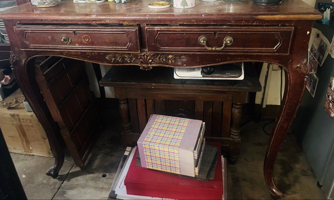 Study table (Category: Other Home Furniture) located in Marikina City. Submitted by yuvitugcherry2020 (Listing ID 1468358031, Image 1). Description: Antique pure Narra 40 years old.