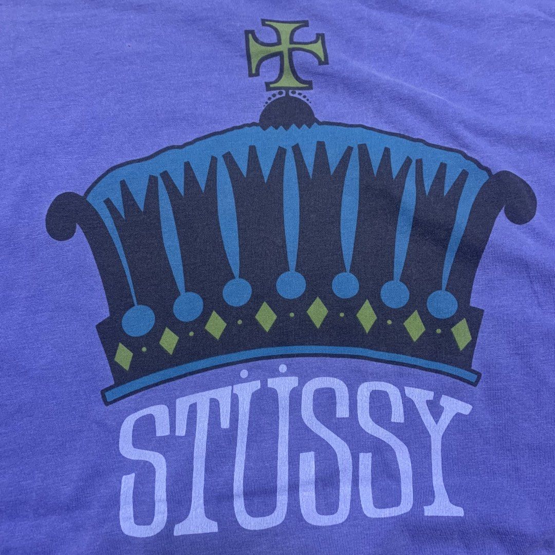 STUSSY CROWN TEE (Category: Tshirts & Polo Shirts ) located in Cabanatuan. Submitted by _w2keed (Listing ID 1468476970, Image 3). Description: Size: L (W22.5' x L29') Condition: 9/10 Color rate: 9/10 Issue/s: 2pinholes & minimal loose stitch at upper back.
